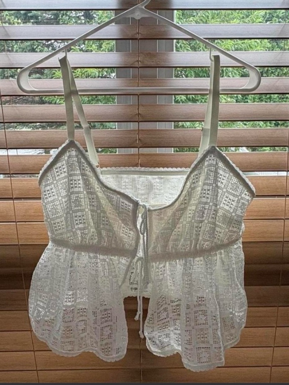 Aerie American Eagle Tie Lace Bohemian Camisole Tank Top NWT XL Off White